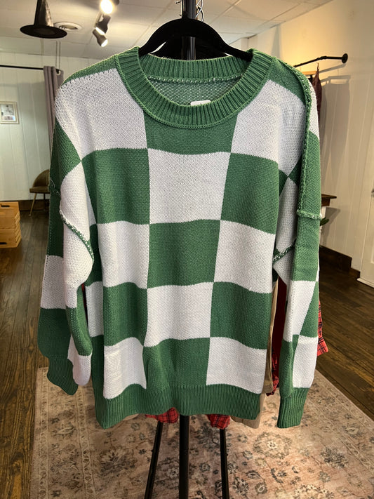 Green Checkered Sweater