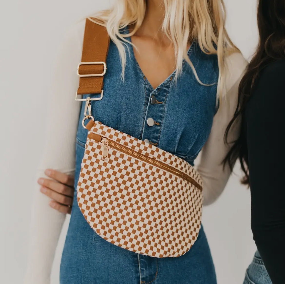 Brown Checkered Bum Bag