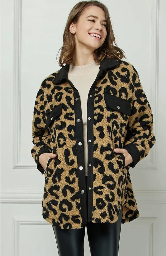 Leopard Sherpa Shacket