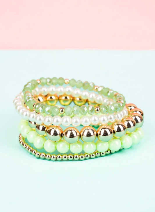 Green Kyra Beaded Bracelet Set