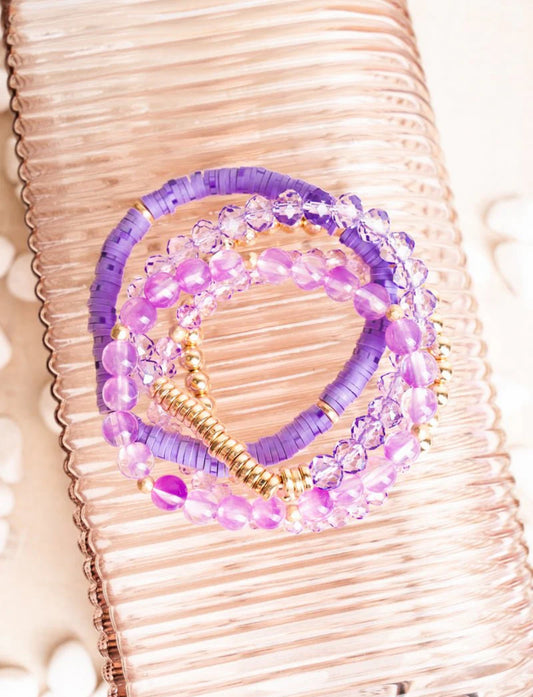 Summer Break Purple Beaded Bracelet