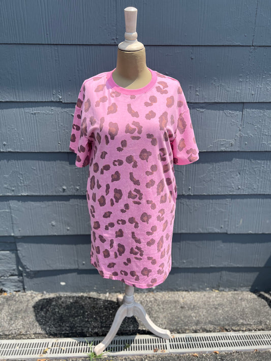 Pink Leopard T-Shirt Dress