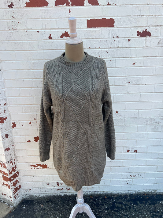 Mist Green Cable Knit Sweater Dress