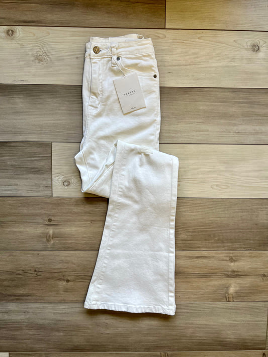 Kancan Petite White Denim Flare Jeans